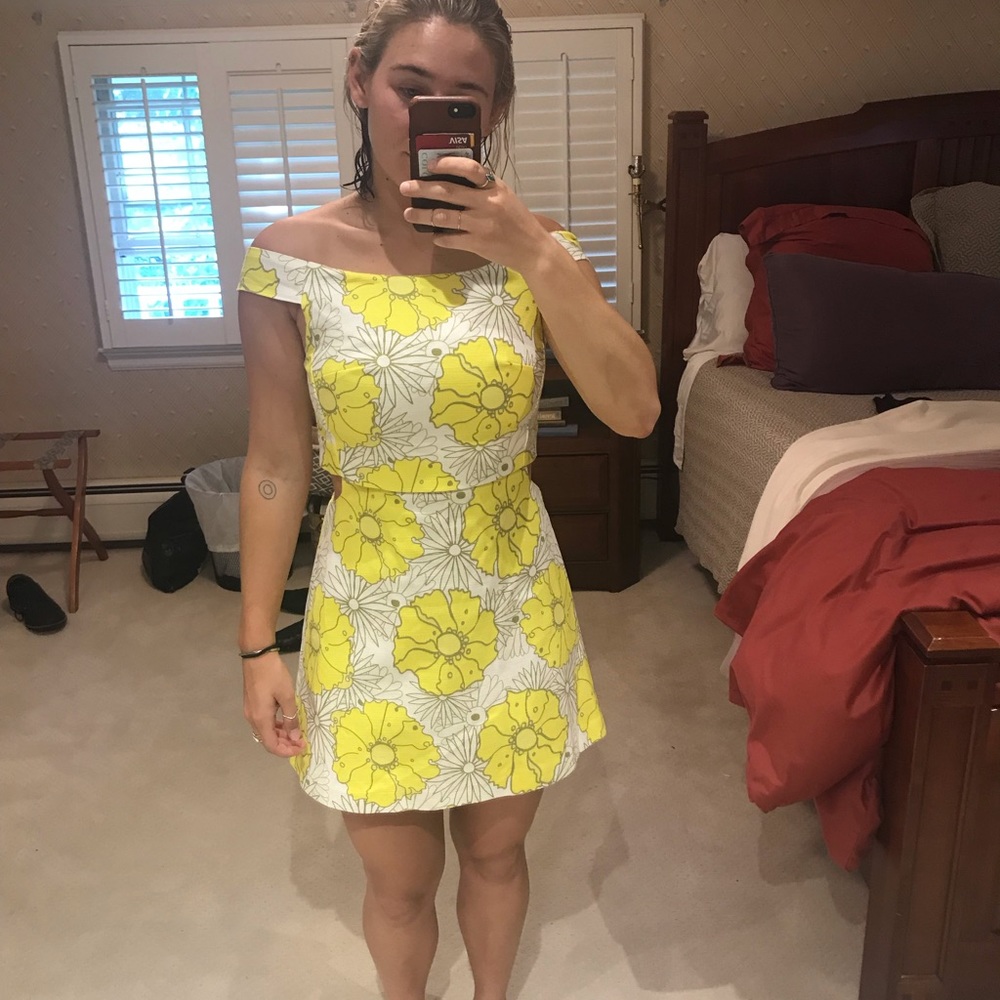 Floral yellow 60s topshop dress SOLD